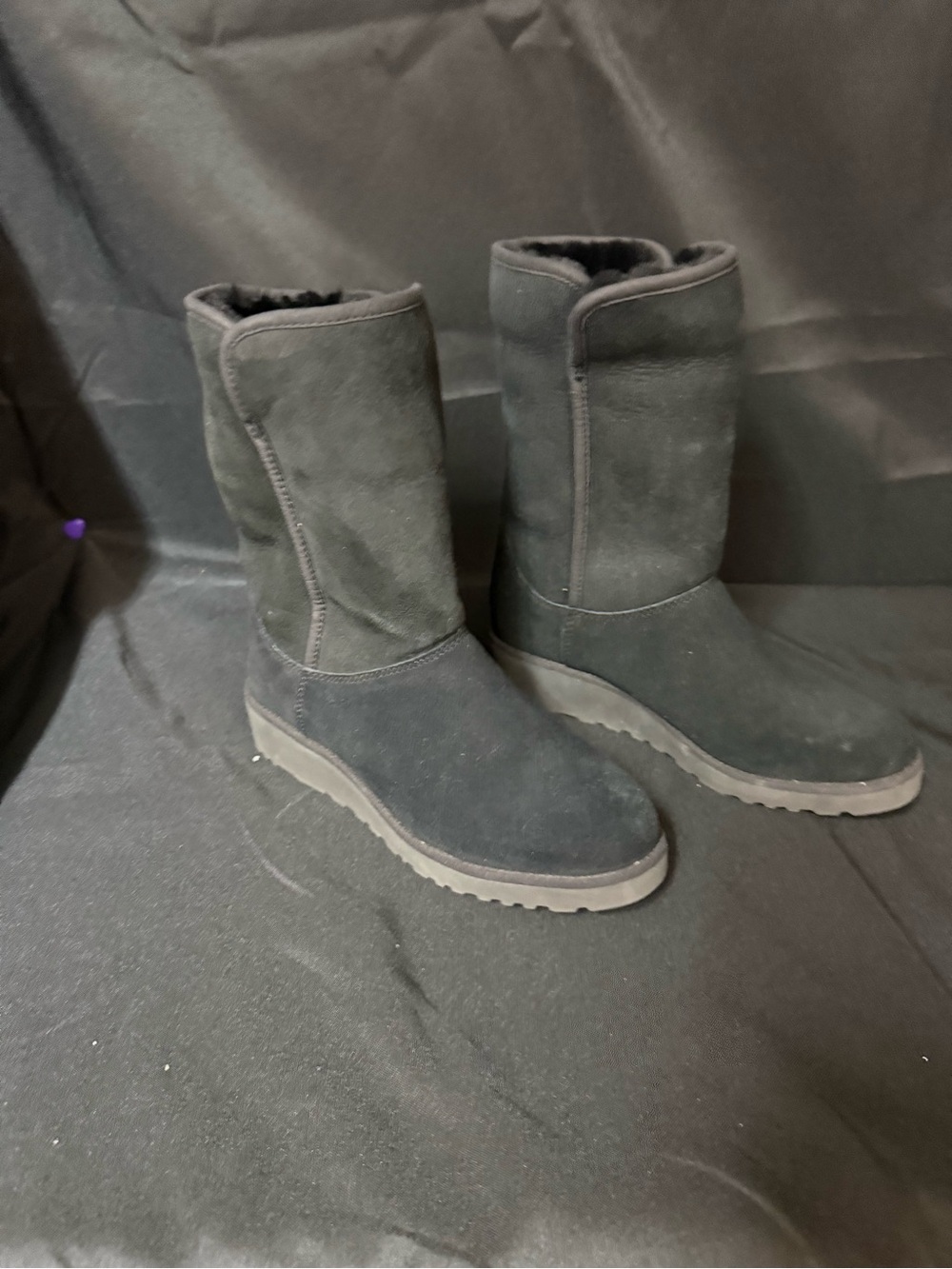 UGG Black Suede Mid-Calf Winter Boots